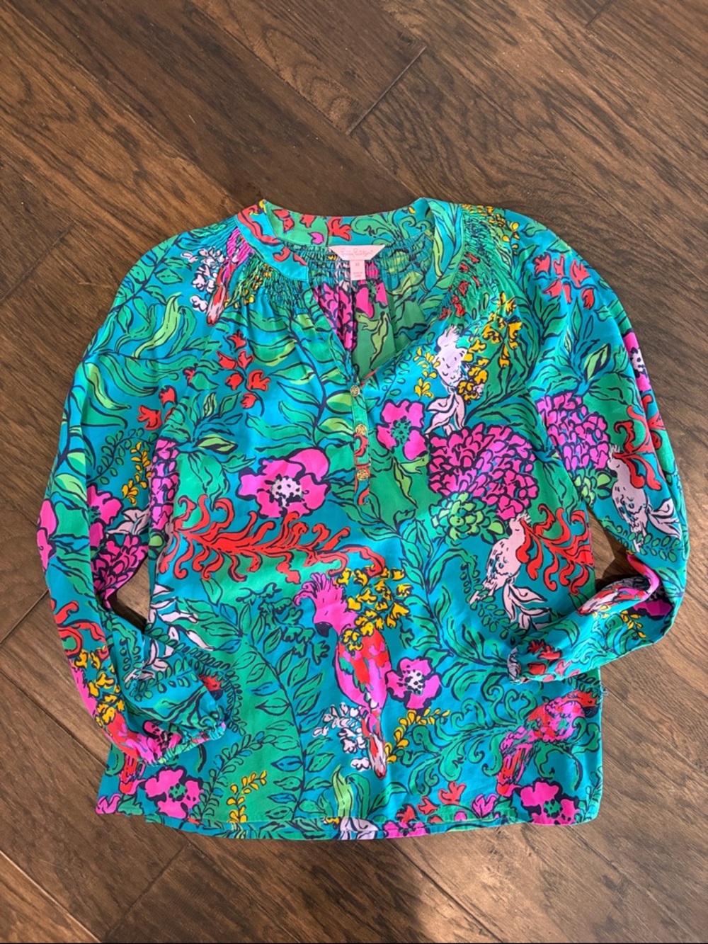 Lilly Pulitzer Teal, Pink & Green Floral Top